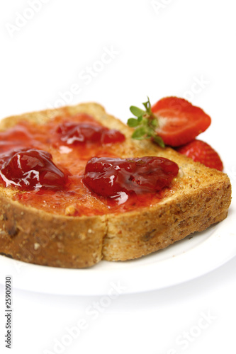 Strawberry jam on toast