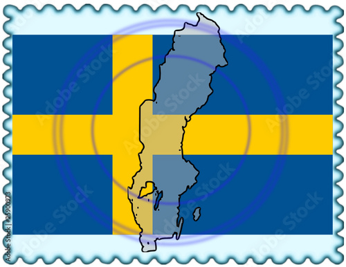 Sweden map flag stamp