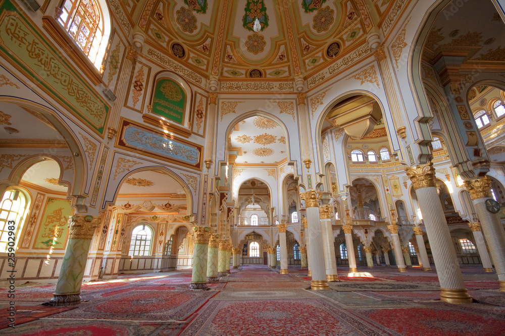 Interior of Sunni Shafeiha mosque in Kermanshah, Iran