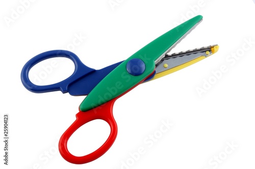 Colorful zigzag scissors isolated on pure white