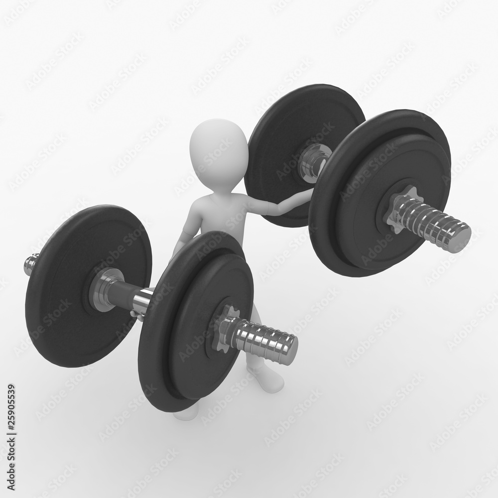 3d man with dumbbell 3d man with dumbbell