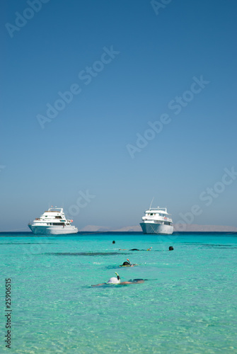 Snorkellers in tropical sea © Mark Doherty