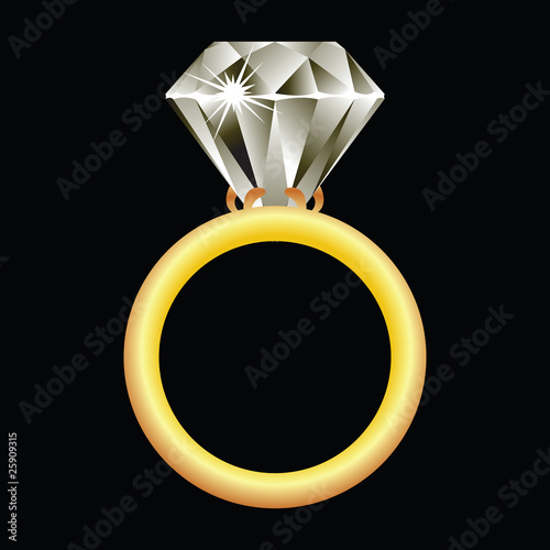 diamond ring against black