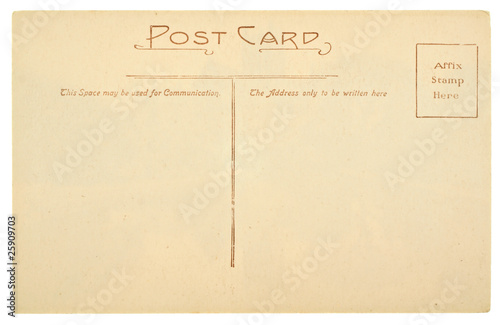 Blank Antique Back of Postcard