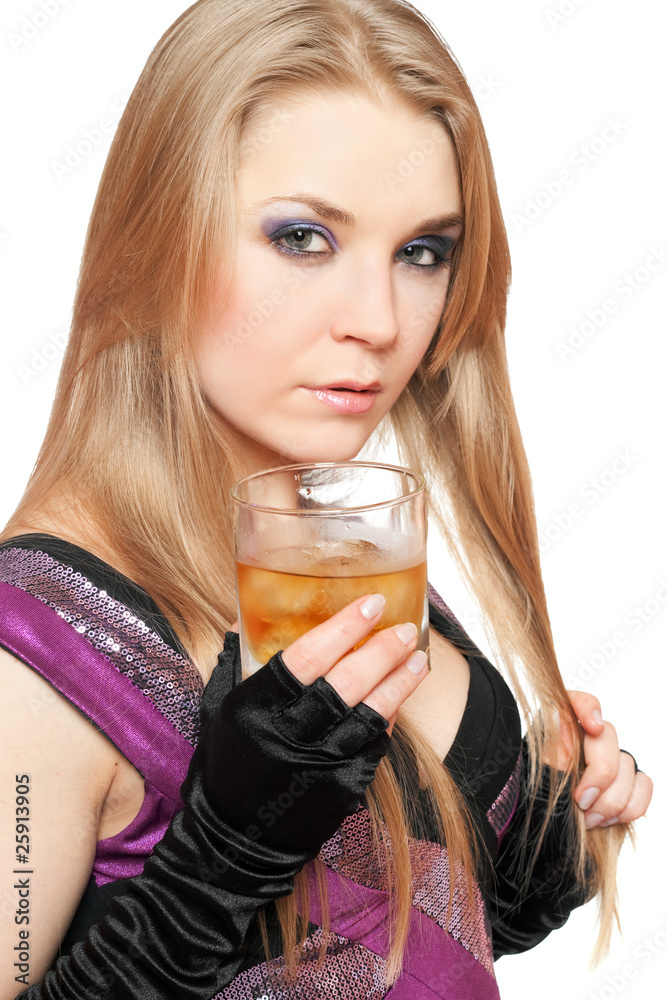 Sexy young blonde with a glass of whiskey Sexy young blonde with a glass of whiskey