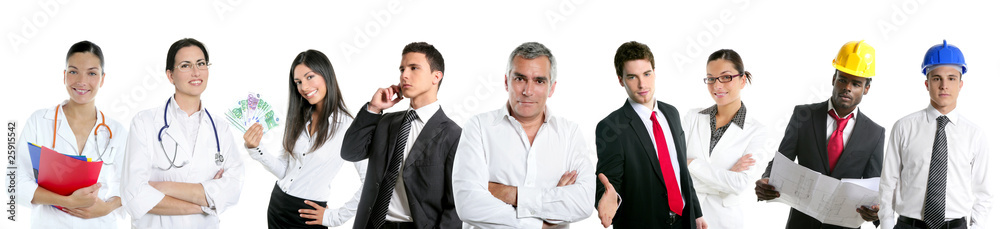 Group of business people in a line row isolated Group of business people in a line row isolated
