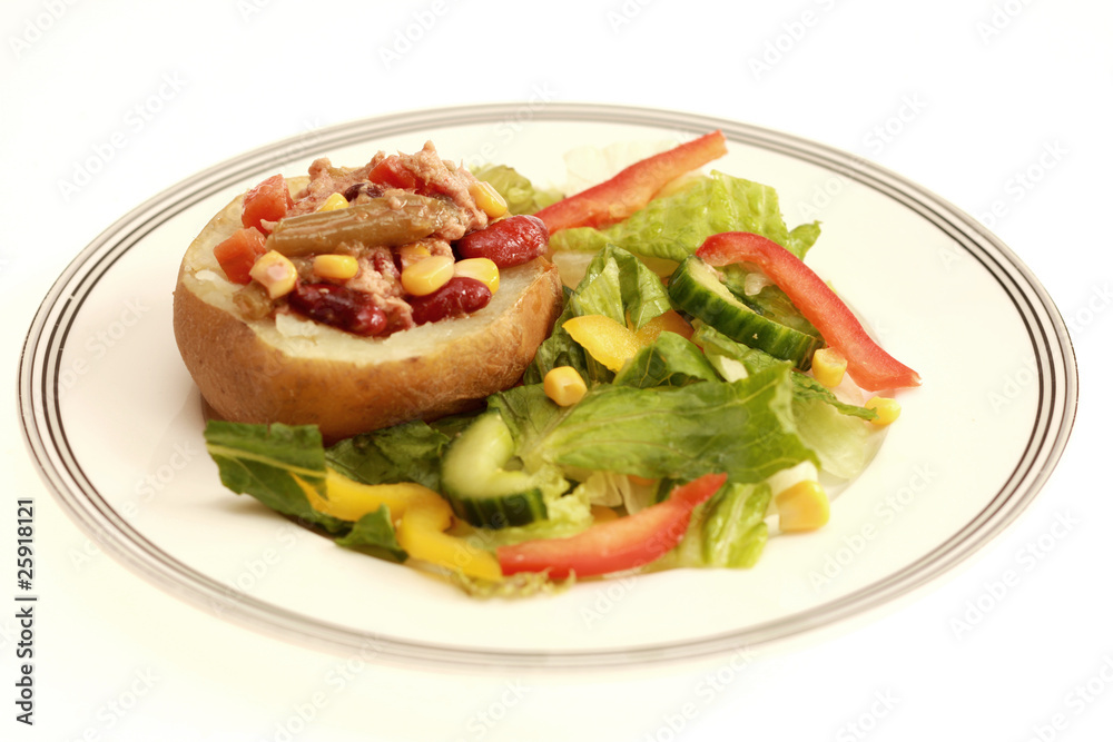 Jacket Potato with Tuna and Mixed Bean Salad