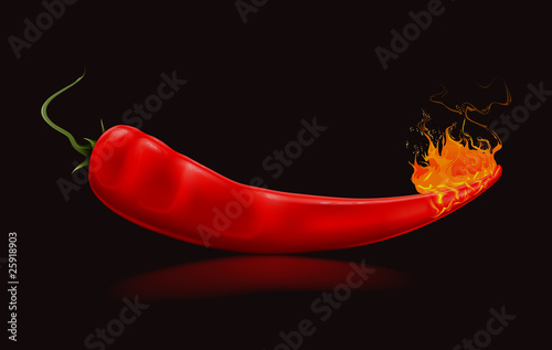 Burning pepper in black