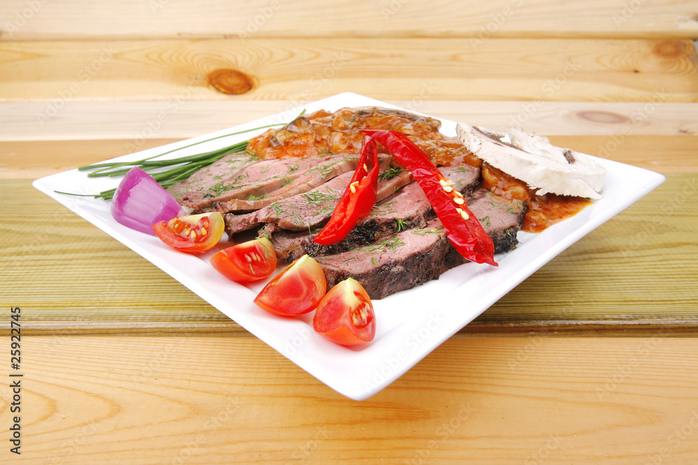 hot beef on white plate