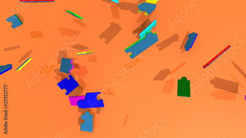 Wallpaper Mural 3d colourful puzzle showing the title team against orange back Torontodigital.ca