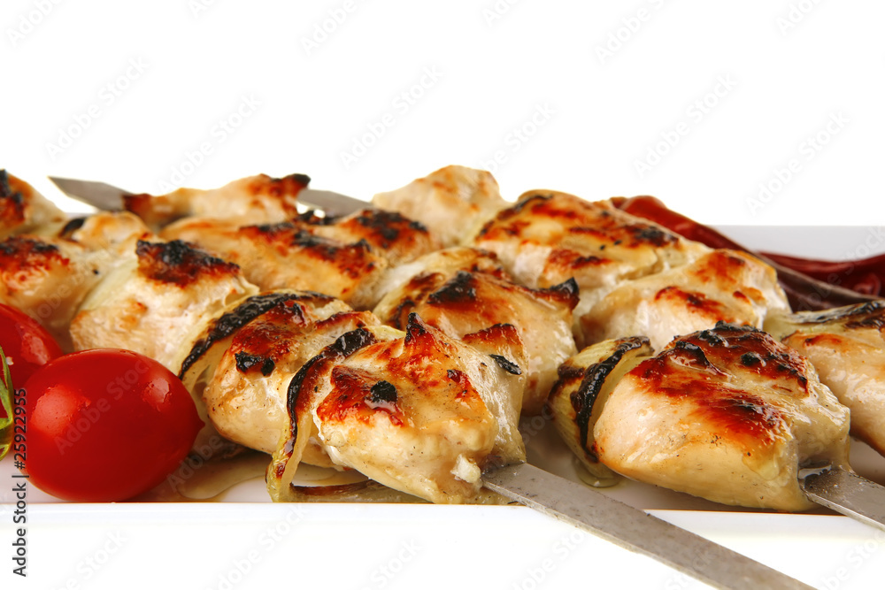 chicken shish kebab with vegetables chicken shish kebab with vegetables