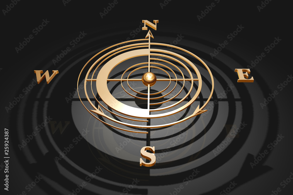 Gold Compass on black background Gold Compass on black background