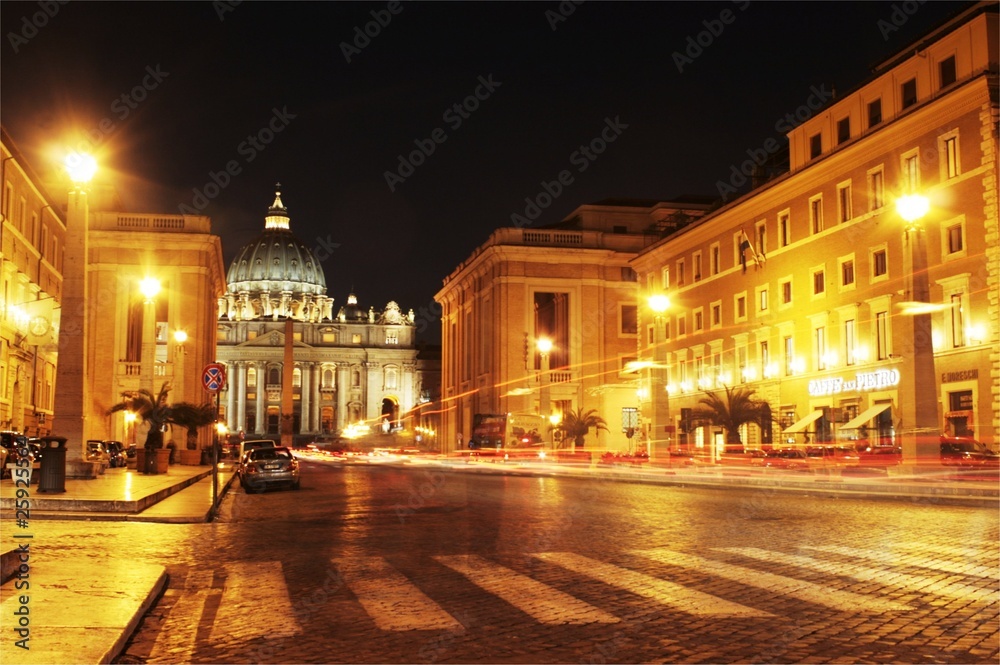 St Peters Basilica Church, Rome, by Night