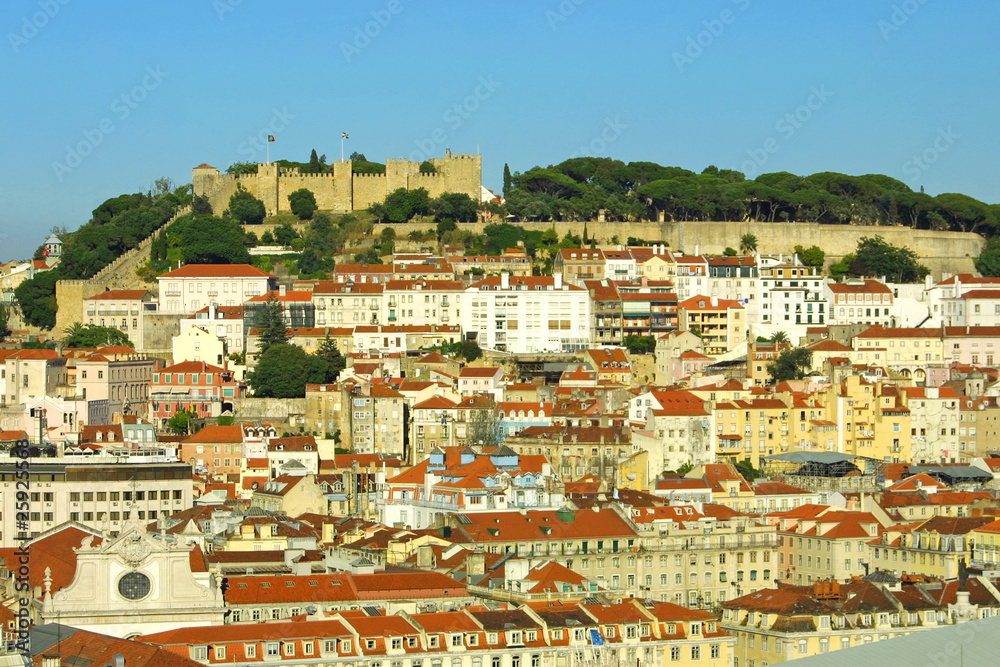 Bird view panorama of Lisbon city, Portugal