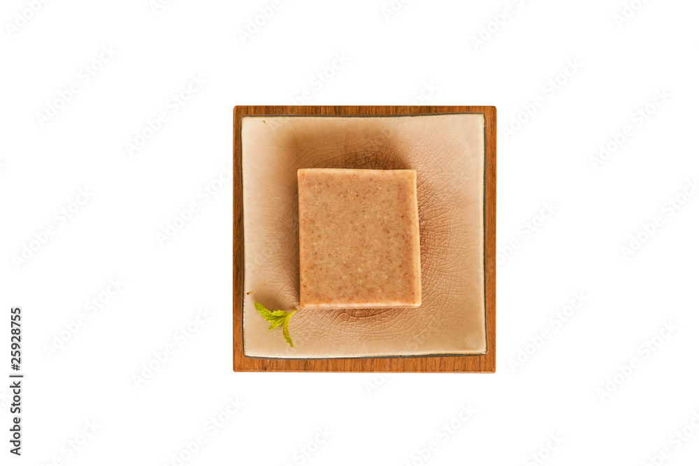 Fototapeta premium Organic soap bar on white background.