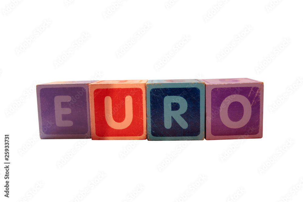 euro in blocks on white background euro in blocks on white background