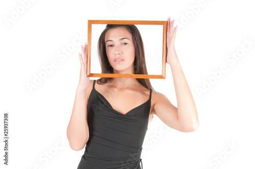 Woman with frame