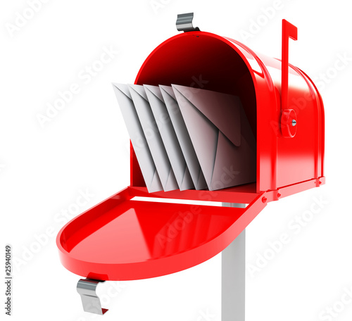 red mailbox with mails