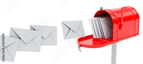 red mailbox with mails