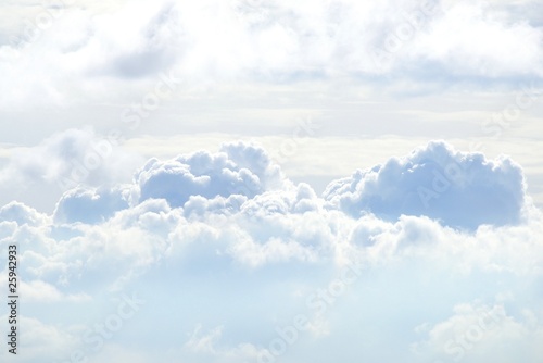 White Sky and Puffy Clouds