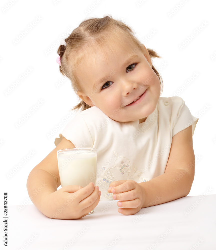 Little girl with a glass of milk Little girl with a glass of milk