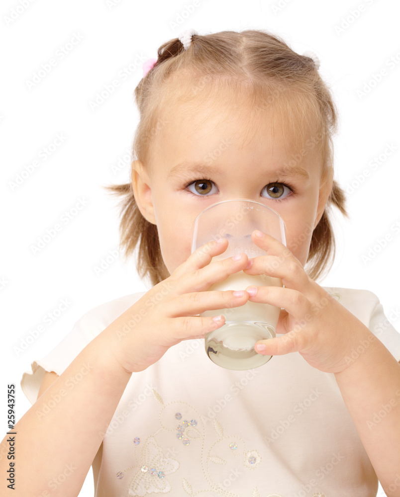 Little girl drinks milk Little girl drinks milk