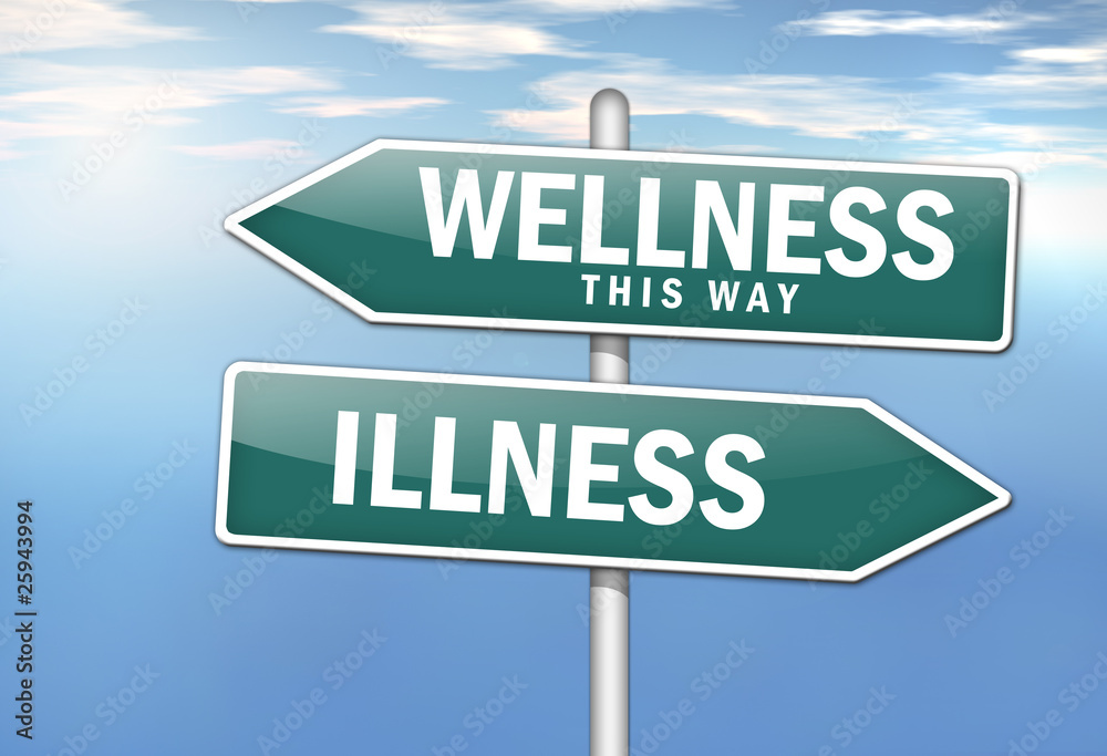 Signpost "Wellness vs. Illness" Stock Illustration Adobe Stock