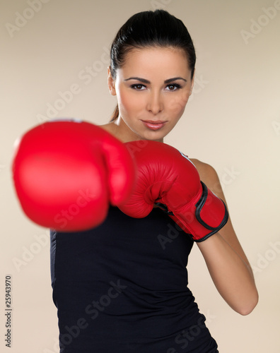 Young beautiful woman during fitness and boxing © Dash