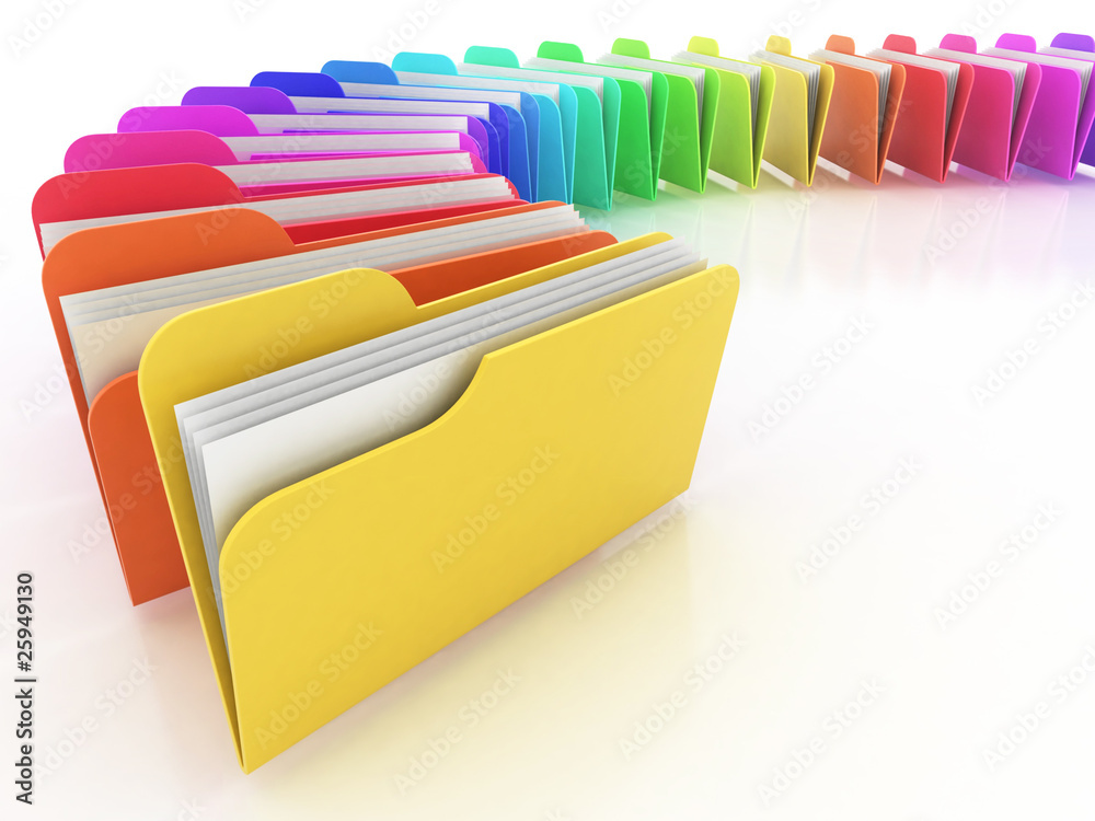 many colorful folders on the white background many colorful folders on the white background