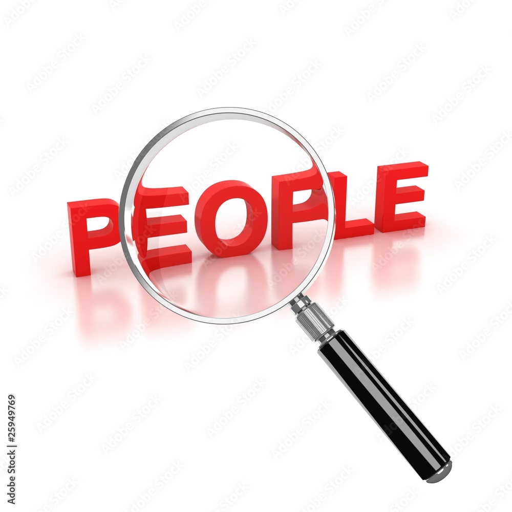 find people icon - people 3d letters under the magnifier find people icon - people 3d letters under the magnifier