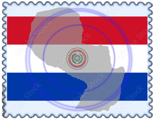 Paraguay map flag stamp