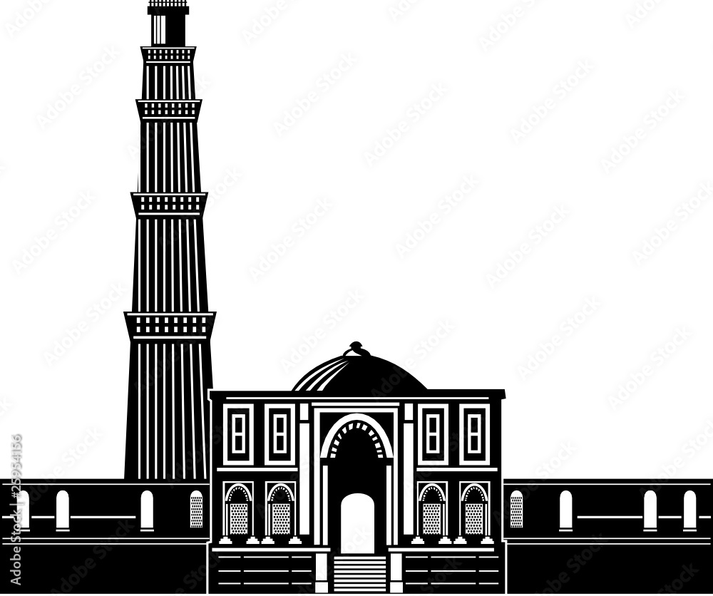The Qutub Minar Stock Vector | Adobe Stock