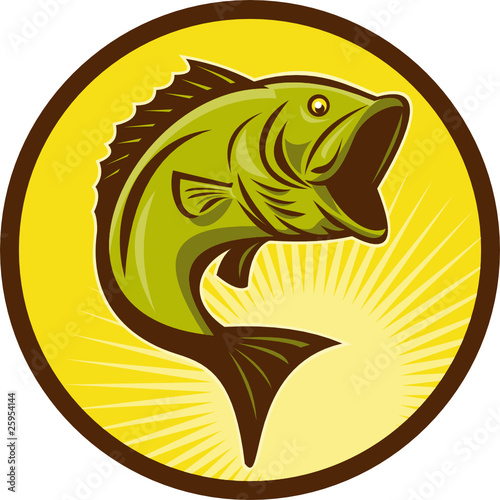 Largemouth bass fish jumping