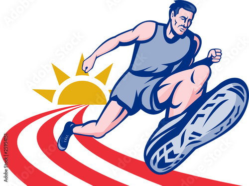 Marathon runner viewed from low angle