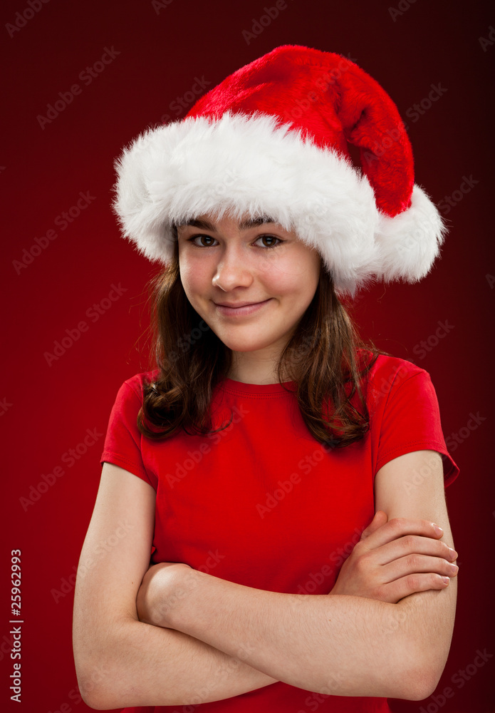 Christmas time - girl with Santa Claus Hat Christmas time - girl with Santa Claus Hat