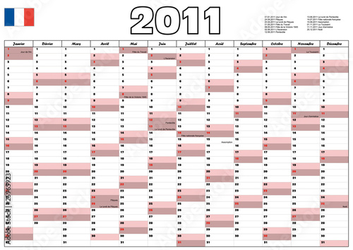 Calendar 2011 with French official holidays
