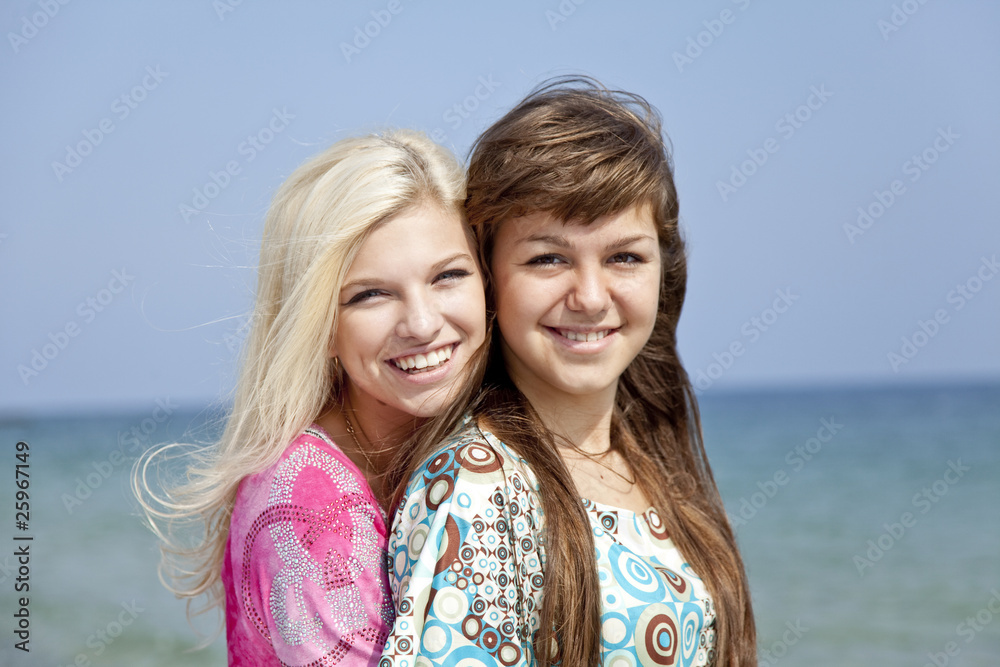Two girlfriends at the beach.