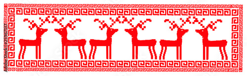 Slika na platnu deer (retro style - norway - embroidery)