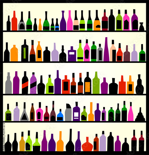 alcohol bottles on the wall