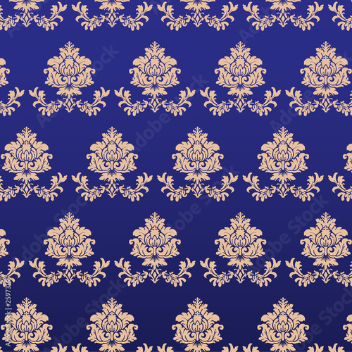 Blue Damask Vector Background