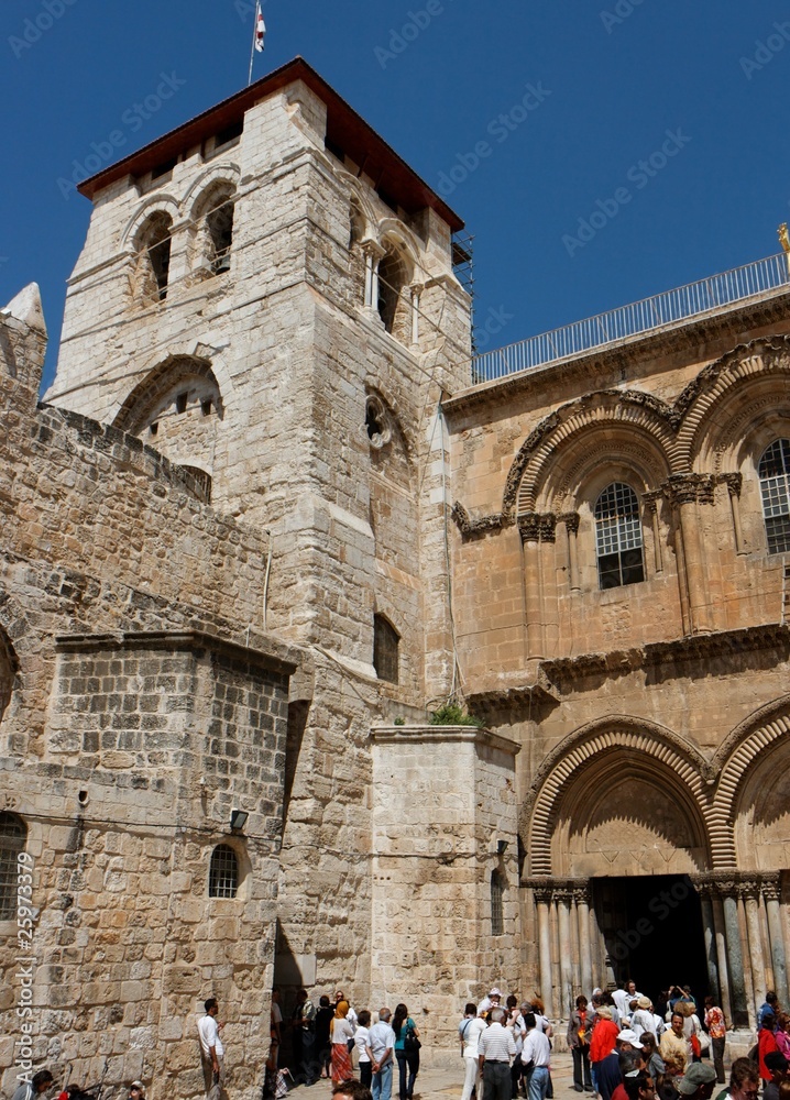 Entrance to the Church of the Holy Sepulchre in Jerusalem....