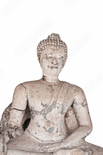 Buddha Art ancient Sukhothai isolate on white background photo