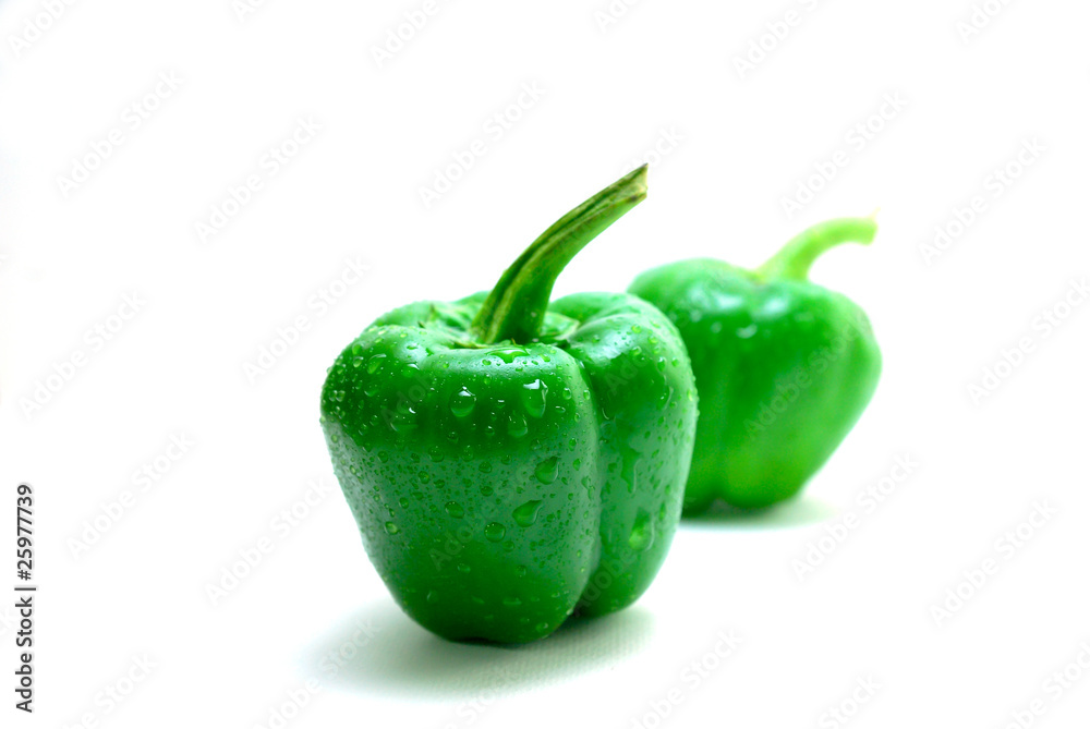 green pepper on white background