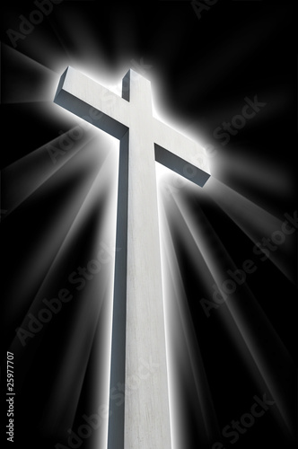 Canvas Print white cross shining in darkness