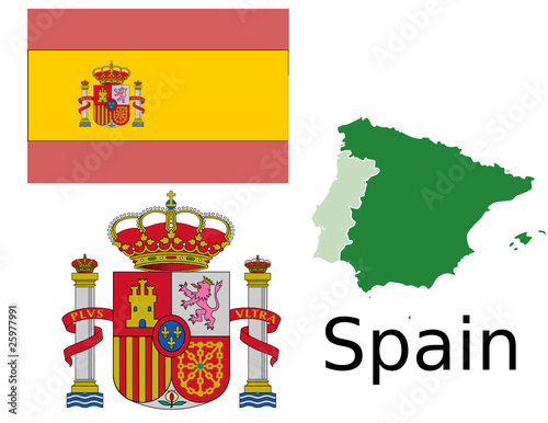 Spain flag national emblem map