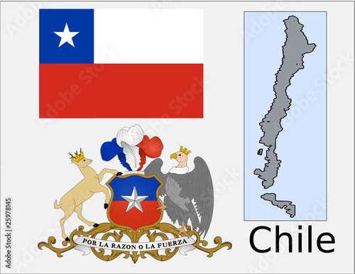 Chile flag national emblem map
