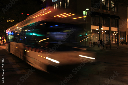 speeding bus blurred motion