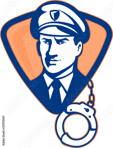 policeman security guard officer hand cuffs
