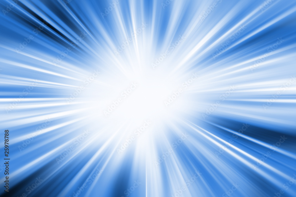 Abstract blue and white blurred rays lines explosion background