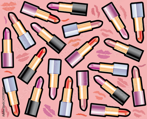 Seamless background with lipsticks